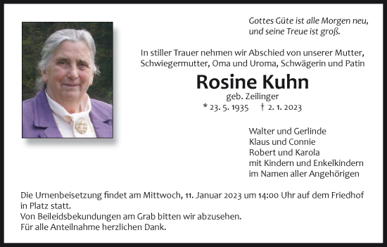 Anzeige von Rosine Kuhn von MGO