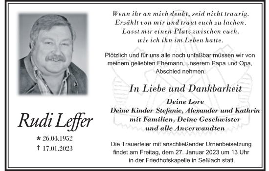 Anzeige von Rudi Leffer von MGO