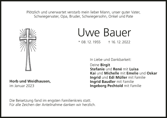 Anzeige von Uwe Bauer von MGO
