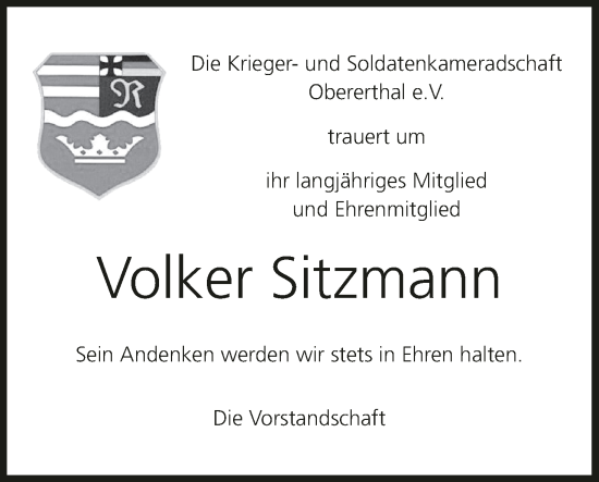 Anzeige von Volker Sitzmann von MGO