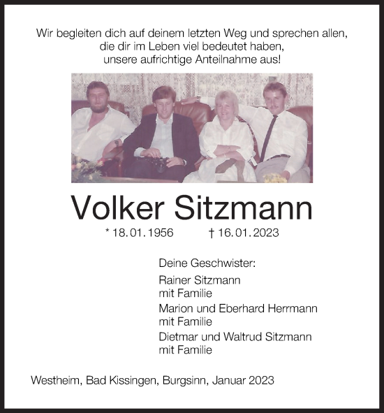Anzeige von Volker Sitzmann von MGO