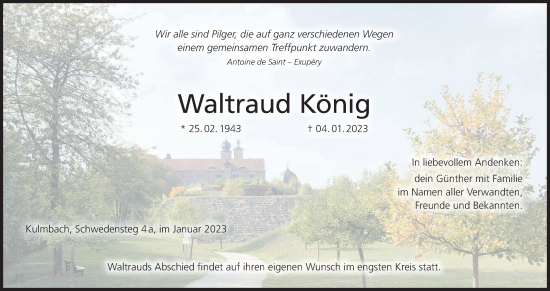 Anzeige von Waltraud König von MGO
