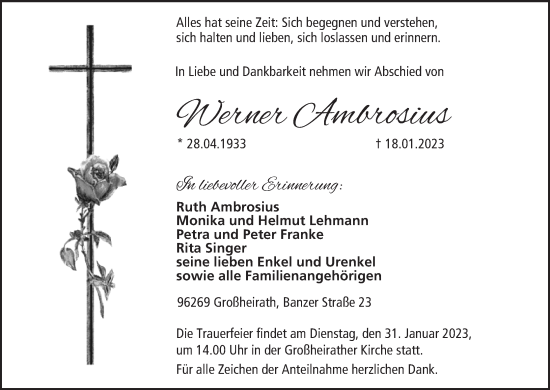 Anzeige von Werner Ambrosius von MGO