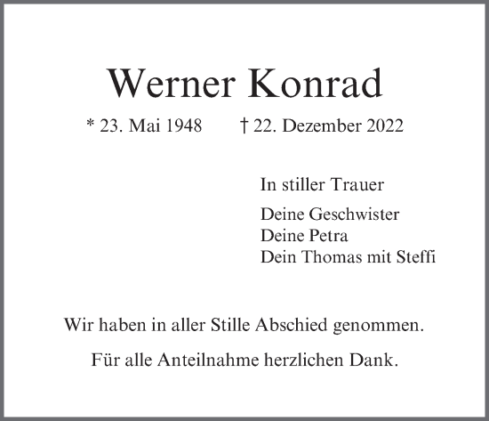 Anzeige von Werner Konrad von MGO