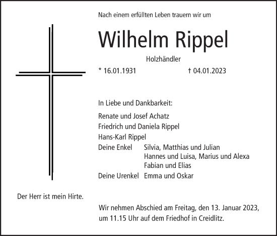 Anzeige von Wilhelm Rippel von MGO