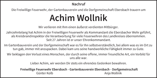 Anzeige von Achim Wollnik von MGO