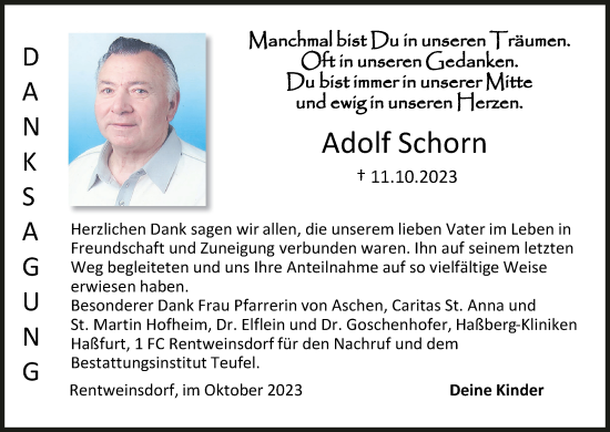 Anzeige von Adolf Schorn von MGO