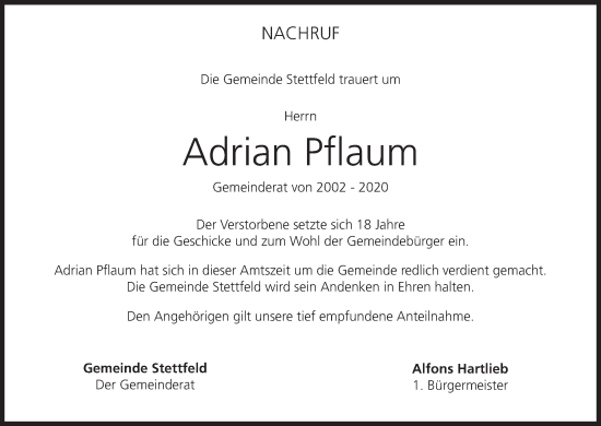 Anzeige von Adrian Pflaum von MGO