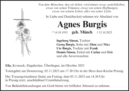 Anzeige von Agnes Burgis von MGO