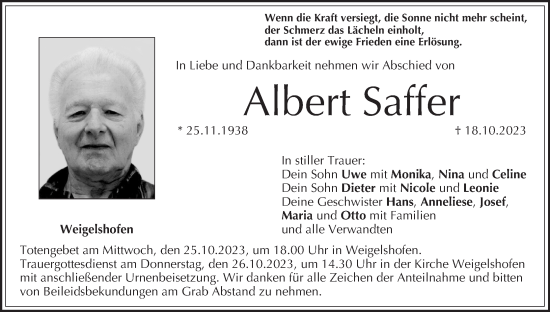 Anzeige von Albert Saffer von MGO