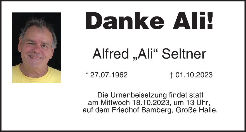  Traueranzeige für Alfred Seltner vom 14.10.2023 aus MGO