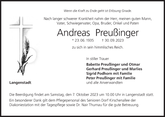 Anzeige von Andreas Preußinger von MGO