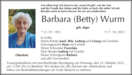 Anzeige von Barbara Wurm von MGO