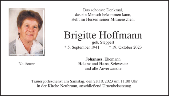 Anzeige von Brigitte Hoffmann von MGO