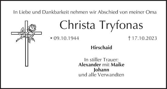 Anzeige von Christa Tryfonas von MGO