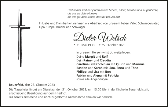 Anzeige von Dieter Welsch von MGO