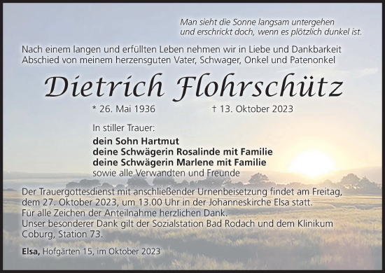 Anzeige von Dietrich Flohrschütz von MGO