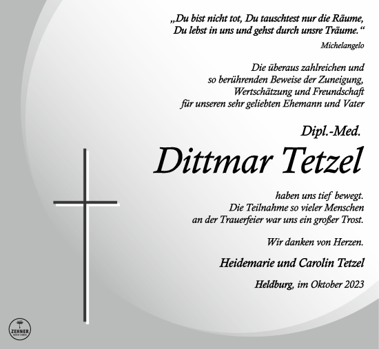 Anzeige von Dittmar Tetzel von MGO