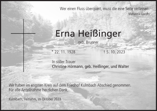 Anzeige von Erna Heißinger von MGO