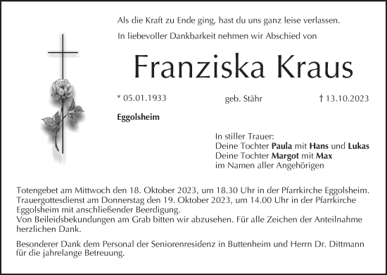 Anzeige von Franziska Kraus von MGO
