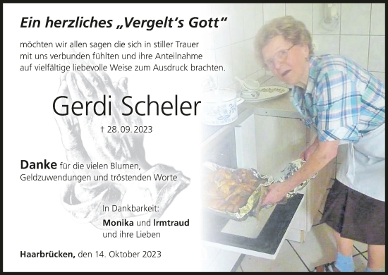Anzeige von Gerdi Scheler von MGO