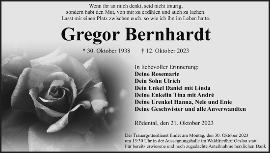 Anzeige von Gregor Bernhardt von MGO