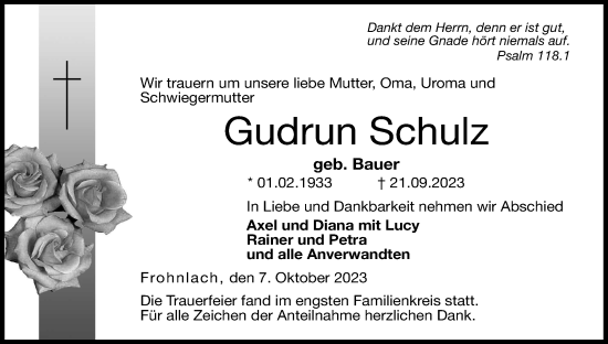Anzeige von Gudrun Schulz von MGO