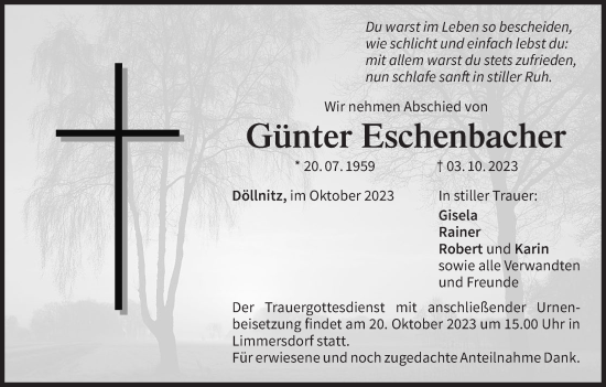 Anzeige von Günter Eschenbacher von MGO