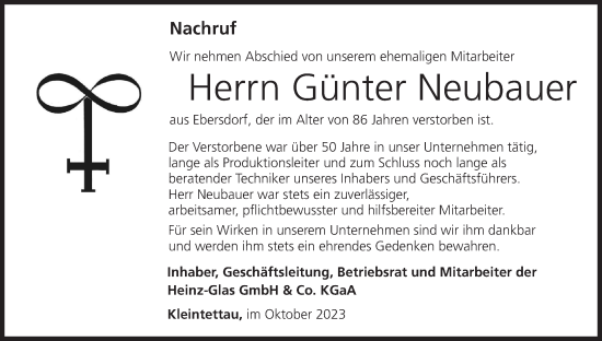 Anzeige von Günter Neubauer von MGO