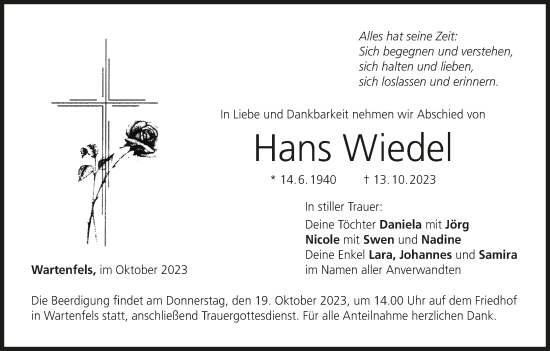 Anzeige von Hans Wiedel von MGO