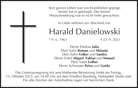 Anzeige von Harald Danielowski von MGO