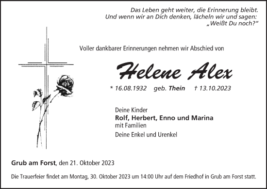 Anzeige von Helene Alex von MGO