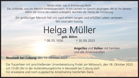 Anzeige von Helga Müller von MGO