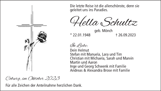 Anzeige von Hella Schultz von MGO