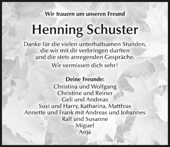 Anzeige von Henning Schuster von MGO