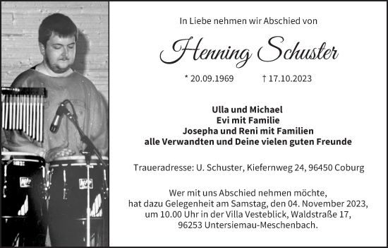 Anzeige von Henning Schuster von MGO
