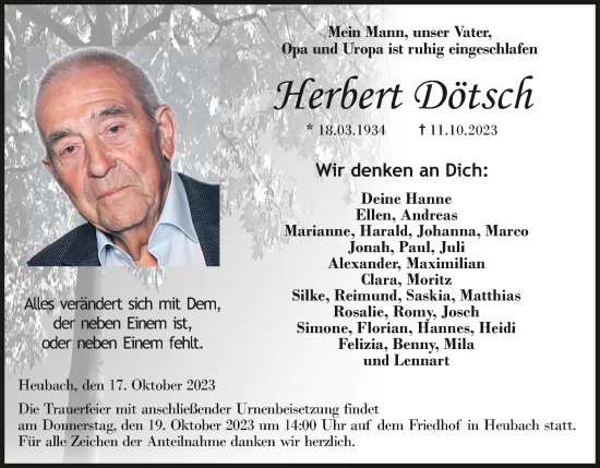 Anzeige von Herbert Dötsch von MGO