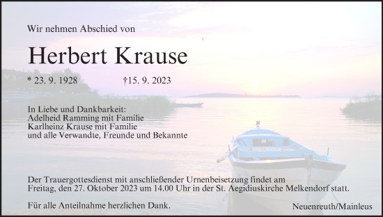 Anzeige von Herbert Krause von MGO
