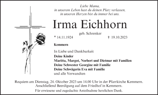 Anzeige von Irma Eichhorn von MGO