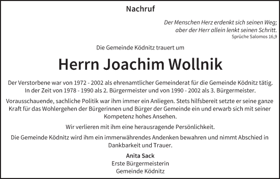 Anzeige von Joachim Wollnik von MGO