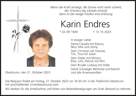 Anzeige von Karin Endres von MGO