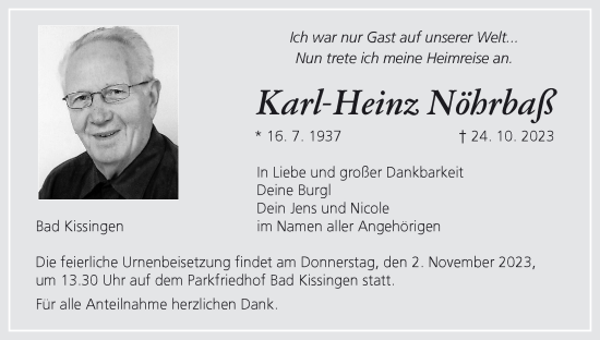 Anzeige von Karl-Heinz Nöhrbaß von MGO