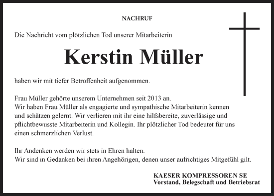 Anzeige von Kerstin Müller von MGO