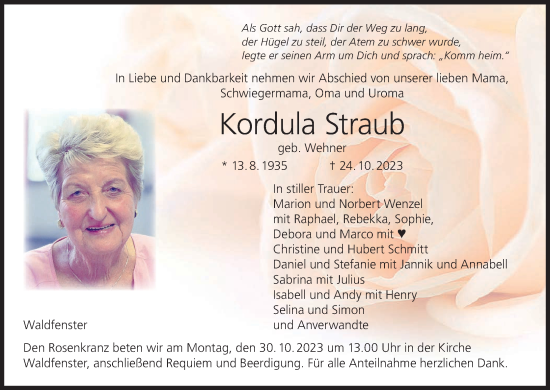 Anzeige von Kordula Straub von MGO