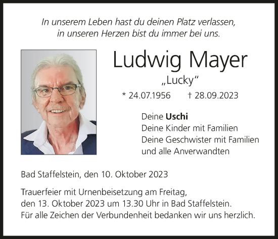 Anzeige von Ludwig Mayer von MGO