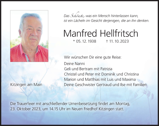 Anzeige von Manfred Hellfritsch von MGO