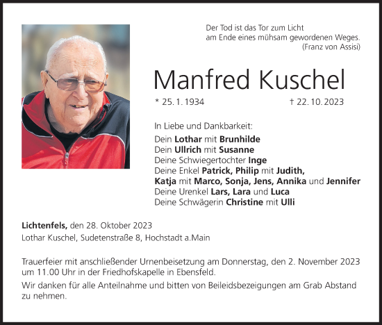 Anzeige von Manfred Kuschel von MGO