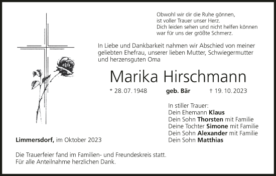 Anzeige von Marika Hirschmann von MGO