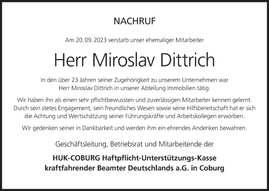 Anzeige von Miroslav Dittrich von MGO