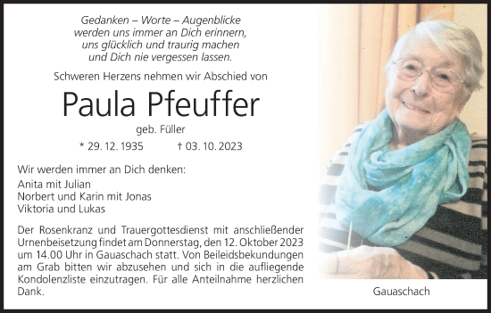 Anzeige von Paula Pfeuffer von MGO